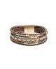 Pulsera multilíneas con piezas metálicas doradas y cierre imán con referencia TAN-06284940 y un precio de 11,25 € de la secci...