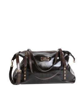 Bolso shopper marrón oscuro animal print serpiente con asas cortas y largas con referencia TAN-05060055 y un precio de 49,70 ...