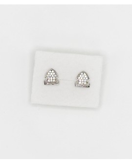 Pendientes peineta fallera en plata con circonitas.