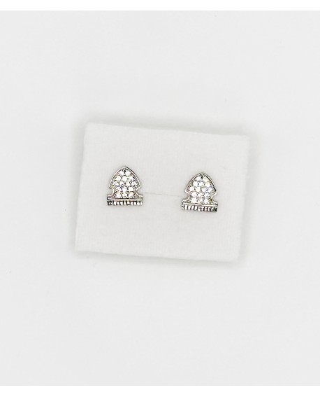 Pendientes peineta fallera en plata con circonitas.