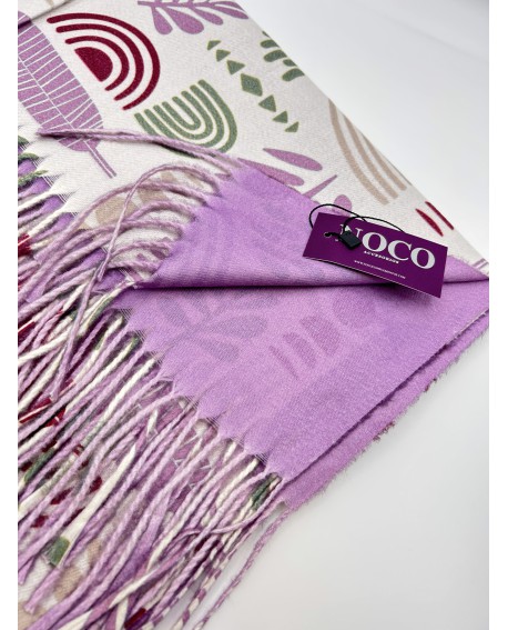 Pashmina iconos minimalistas lila – Noco Complementos con referencia NOC-P25221 L y un precio de 21,50 € de la sección Pañuel...