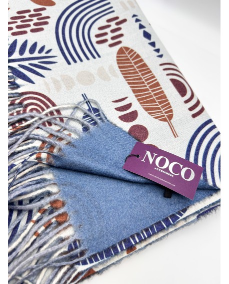 Pashmina iconos minimalistas azul – Noco Complementos con referencia NOC-P25221 A y un precio de 21,50 € de la sección Pañuel...