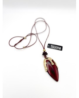 Collar largo granate con colgante dorado – Touche con referencia TOU-piedra roja y un precio de 24,75 € de la sección bisuter...