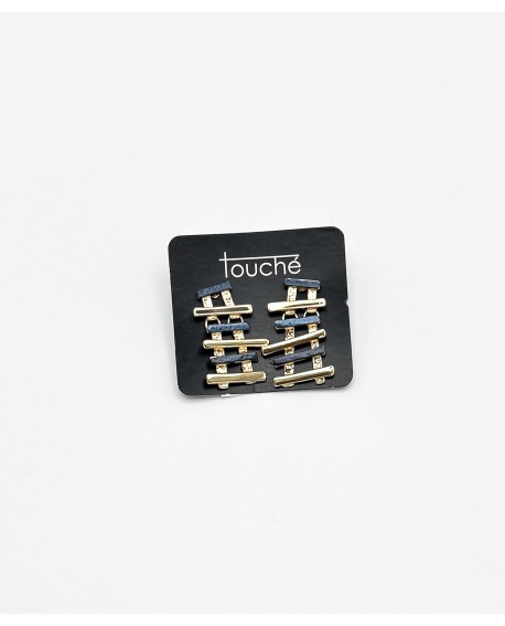 Pendientes azules Touche – barras metálicas doradas con referencia TOU-pend. abstracto azul y un precio de 16,50 € de la sec...