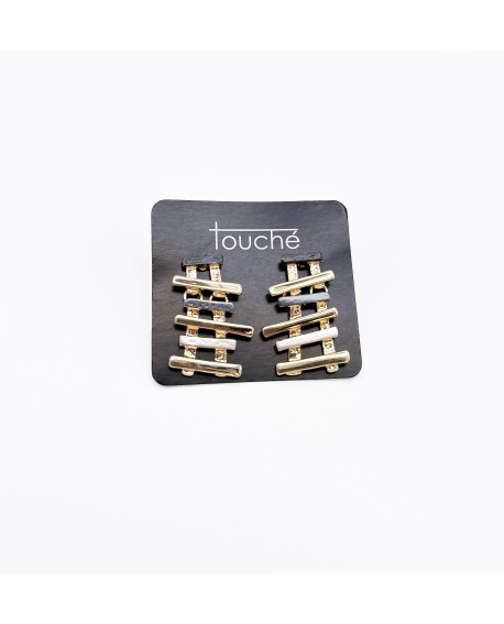 Pendientes negros Touche – barras metálicas doradas con referencia TOU-pend. abstracto negro y un precio de 16,50 € de la sec...