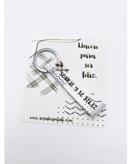 Llavero de tela “Sonríe y sé feliz”