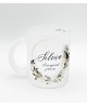 Taza de cristal personalizada con nombre y detalle floral con referencia PAR- taza glass flores y un precio de 7,80 € de la s...
