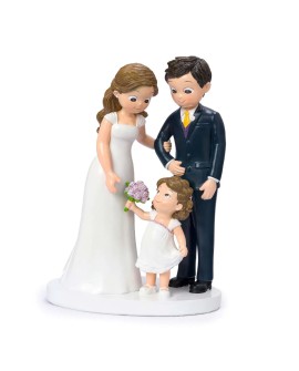 Figura de tarta boda con hija familia resina con referencia MOP-Y110.3 y un precio de 24,50 € de la sección figura de tarta d...