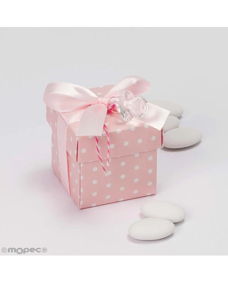 Cajita bautizo con peladillas y chupete invitados con referencia MOP-EP13 y un precio de 3,20 € de la sección detalles para b...