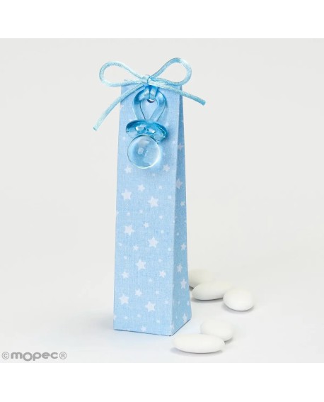 Cajita bautizo alargada con chupete color peladillas con referencia MOP-EP37 y un precio de 3,45 € de la sección detalles par...