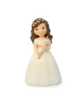 Figura de tarta comunión niña con vela resina