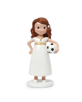 Figura de tarta comunión niña con balón fútbol