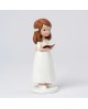 Figura de tarta comunión niña pelo claro con libro