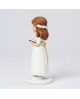 Figura de tarta comunión niña pelo claro con libro