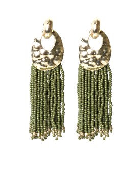 Pendientes largos caqui con flecos Tantrend con referencia TAN-04410886 y un precio de 13,70 € de la sección bisutería mujer