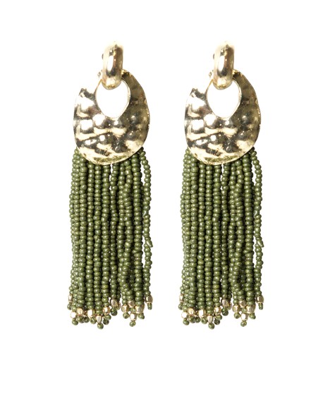 Pendientes largos caqui con flecos Tantrend con referencia TAN-04410886 y un precio de 13,70 € de la sección bisutería mujer