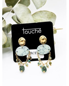 Pendientes Touché piedra turquesa y cadena dorada con referencia TOU- turquesa y un precio de 16,50 € de la sección bisutería...